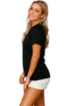 Sexy Black Crisscross Neckline Short Sleeve Tee