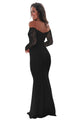 Sexy Black Crochet Off Shoulder Maxi Evening Party Dress
