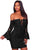 Sexy Black Crochet Overlay Off The Shoulder Fitted Mini Dress