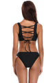Sexy Black Crop Top Bikini Crisscross Detail 2pcs Swimsuit