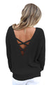 Sexy Black Cross Back Hollow-out Sweater