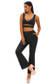 Sexy Black Cross Front Crop Top and Pocket Pant Set