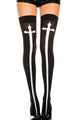 Sexy Black Cross Print Stockings