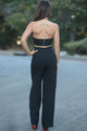 Sexy Black Cut Out Crisscross Halter Jumpsuit