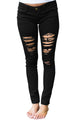 Sexy Black Distressed Jeans for Women