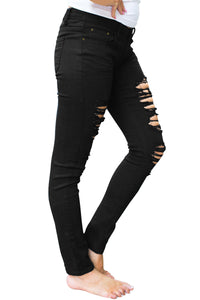 Sexy Black Distressed Jeans for Women
