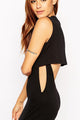 Sexy Black Double Layer Side Cutout Midi Dress