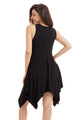 Sexy Black Draped Asymmetric Hemline Sleeveless Jersey Dress