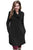 Sexy Black Drawstring Cowl Neck Sweatshirt Dress