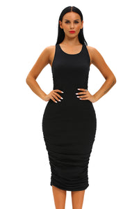 Sexy Black Fitted Sexy Bodycon Racer Tank Dress