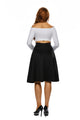 Sexy Black Flared A-Line Midi Skirt