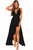 Sexy Black Flared Slit Crisscross Halter Maxi Dress
