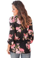 Sexy Black Floral Criss Cross Long Sleeve Top