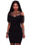 Sexy Black Floral Mesh Yoke Fringe Bodycon Mini Dress