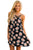Sexy Black Floral Print Crisscross Neckline Shift Dress