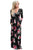 Sexy Black Floral Surplice Long Sleeve Maxi Boho Dress