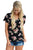 Sexy Black Floral V Neck Short Sleeve T-shirt