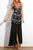 Sexy Black Flower Applique Maxi Dress