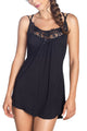 Sexy Black Flowy Backless Jersey Nightie with Thong