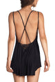 Sexy Black Flowy Backless Jersey Nightie with Thong