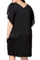 Sexy Black Flutter Sleeve Plus Size Shift Dress