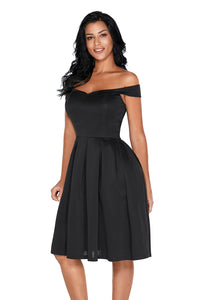 Sexy Black Foldover Off Shoulder Sweet Homecoming Dress