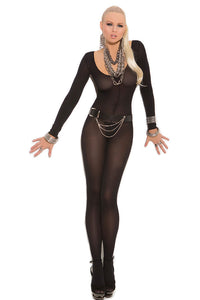 Sexy Black Foxy Babe Long Sleeve Bodystocking