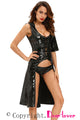 Sexy Black Gothic Punk Wetlook Sweet Pea Hooded Coat Gown Dress