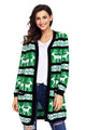 Sexy Black Green Reindeer Geometric Christmas Cardigan