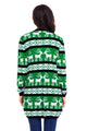 Sexy Black Green Reindeer Geometric Christmas Cardigan