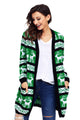 Sexy Black Green Reindeer Geometric Christmas Cardigan