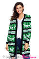 Sexy Black Green Reindeer Geometric Christmas Cardigan