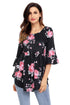 Sexy Black Grounding Floral Print Babydoll Top
