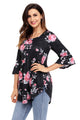 Sexy Black Grounding Floral Print Babydoll Top