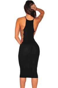 Sexy Black Hardware Cut Out Sides Dress