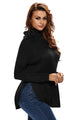 Sexy Black High Neck Pullover Side Zipped Sweater Top