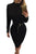 Sexy Black High Neck Rib Knitted Midi Dress with Belt
