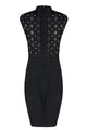 Sexy Black High Neck Sleeveless Beaded See-through Bandage Dress