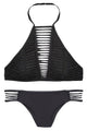 Sexy Black High Neck Tankini Set Swimwear