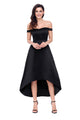 Sexy Black High-shine High-low Party Evening Dress