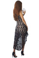 Sexy Black Hollow Lace Nude Illusion Hi-low Party Dress