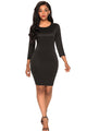 Sexy Black Hollow-out Back Long Sleeve Bodycon Dress