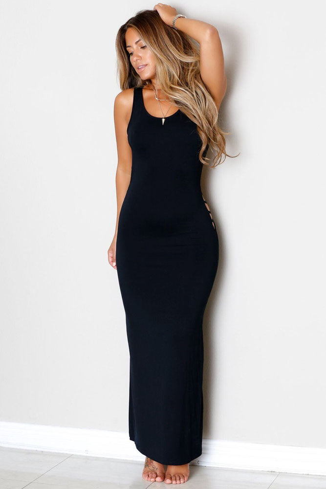 sexy jersey dress Sexy Black Hollowed Back Maxi Jersey Dress – SEXY AFFORDABLE CLOTHING