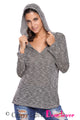 Sexy Black Hooded V-Neck Long Sleeve Loose Knitted Top