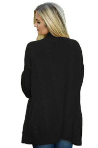Sexy Black Knit Texture Long Cardigan