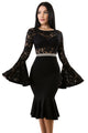 Sexy Black Lace Bell Mermaid Bodycon Party Dress