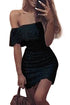 Sexy Black Lace Crochet Off Shoulder Scalloped Bodycon Dress