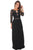 Sexy Black Lace Crochet Quarter Sleeve Maxi Dress