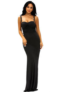 Sexy Black Lace Detail Long Prom Party Maxi Dress
