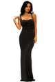 Sexy Black Lace Detail Long Prom Party Maxi Dress